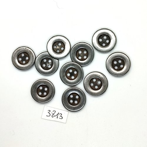 10 boutons en métal argenté - 18mm - tr3813