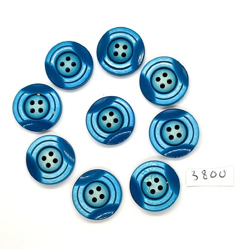 9 boutons en résine bleu - 22mm - tr3800