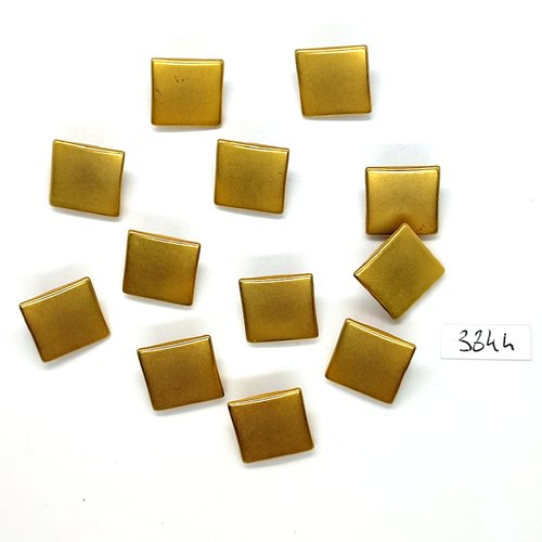 12 boutons en résine doré - 16x16mm - tr3844