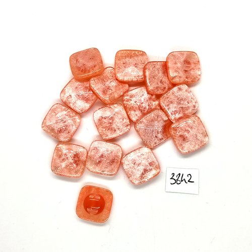 16 boutons en résine rose - 15x15mm - tr3842