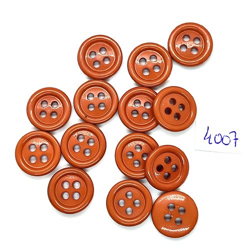 14 boutons en résine marron - 15mm - tr4007