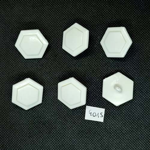 6 boutons en résine blanc - 24mm - tr4015