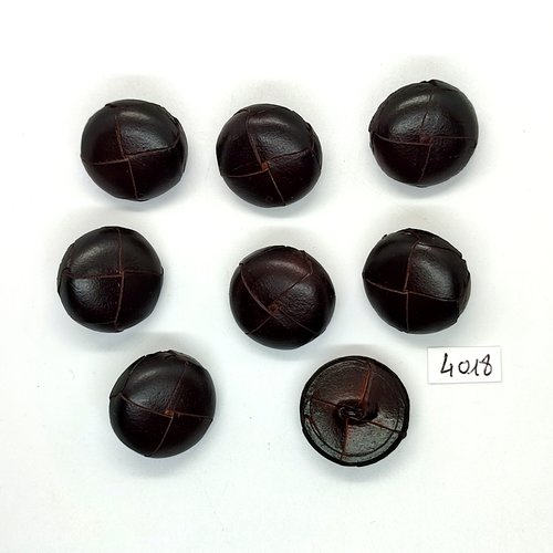 8 boutons en cuir marron - 23mm - tr4018