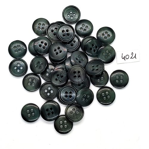 35 boutons en résine gris / vert - 13mm - tr4021