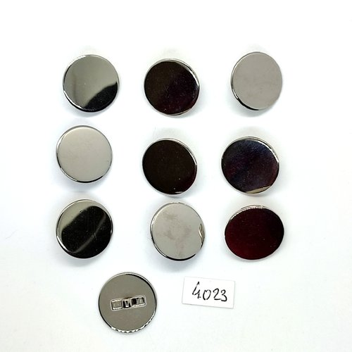 10 boutons en métal argenté - 20mm - tr4023