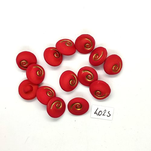14 boutons en résine rose foncé et doré - 15mm - tr4025