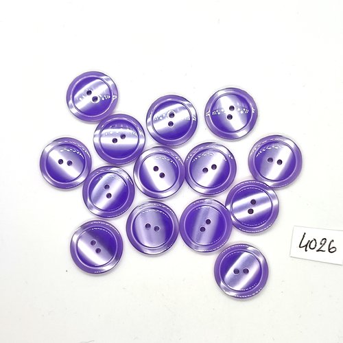 14 boutons en résine violet clair - 17mm - tr4026