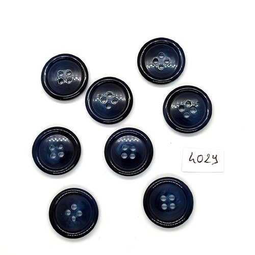 8 boutons en résine bleu / gris - 21mm - tr4029