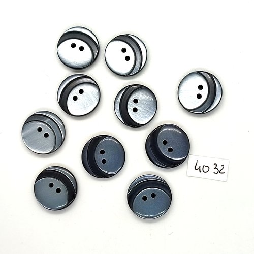 10 boutons en résine gris - 18mm - tr4032
