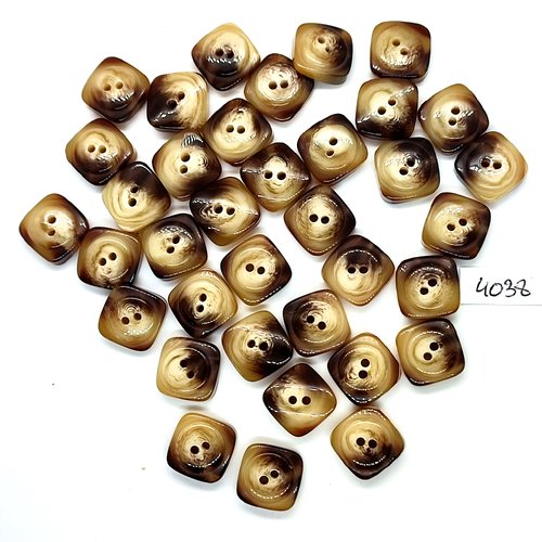 36 boutons en résine marron et beige - 15x15mm - tr4038
