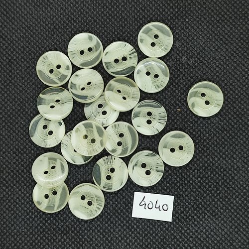 21 boutons en résine jaune clair / ivoire - 14mm - tr4040