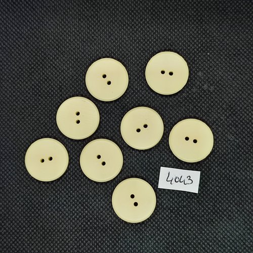 8 boutons en résine jaune clair / ivoire - 20mm - tr4043