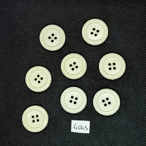 8 boutons en résine blanc cassé - 22mm - tr4045