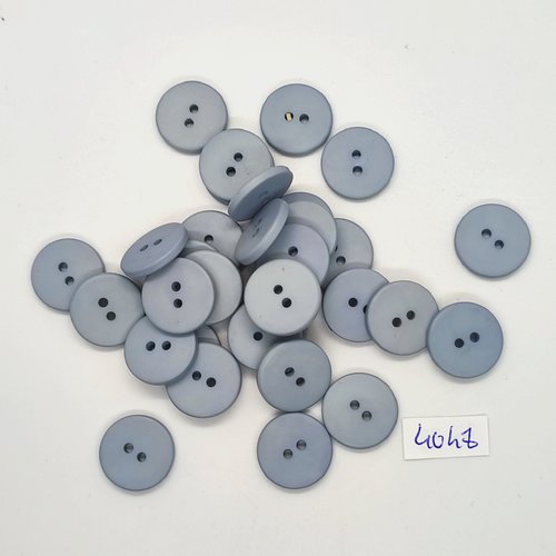 33 boutons en résine gris / bleu - 16mm - tr4048