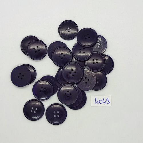25 boutons en résine violet très foncé / noir - 18mm - tr4049