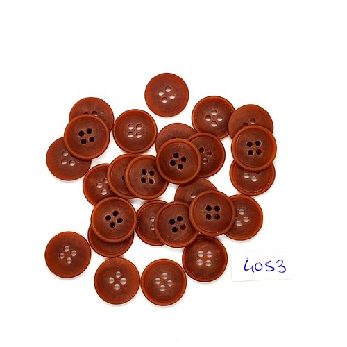 26 boutons en résine marron - 15mm - tr4053