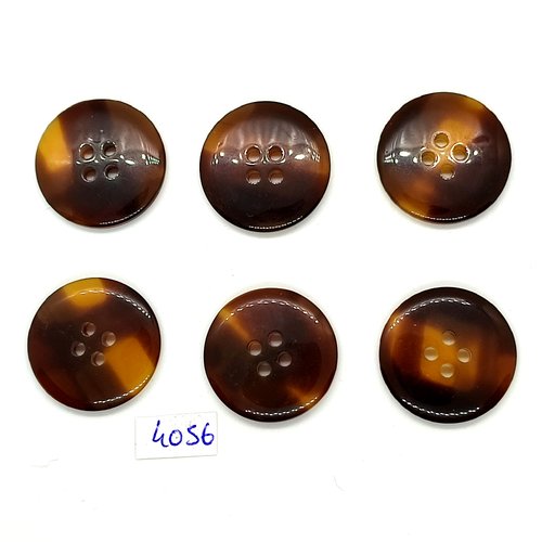 6 boutons en résine marron - 25mm - tr4056