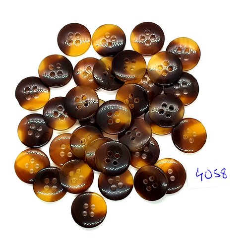35 boutons en résine marron - 15mm - tr4058