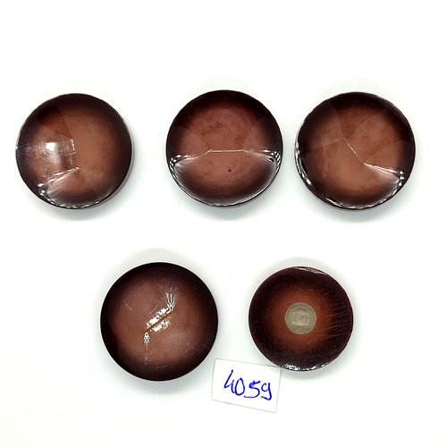 5 boutons en résine marron - 30mm - tr4059