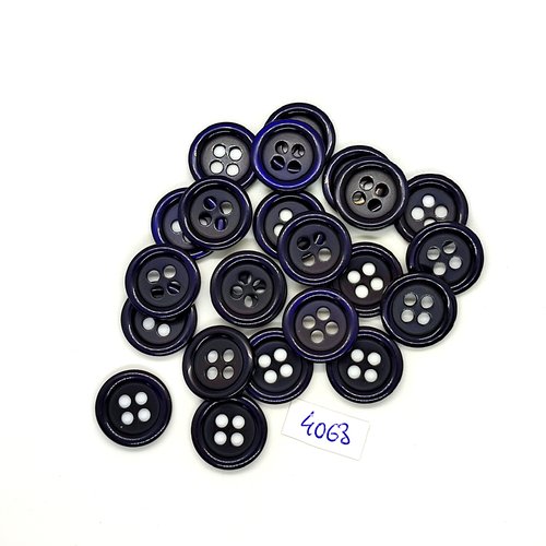 23 boutons en résine noir et bleu - 17mm - tr4063