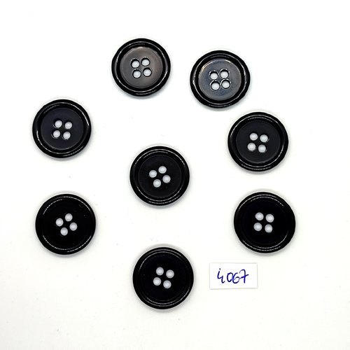 8 boutons en résine noir - 23mm - tr4067