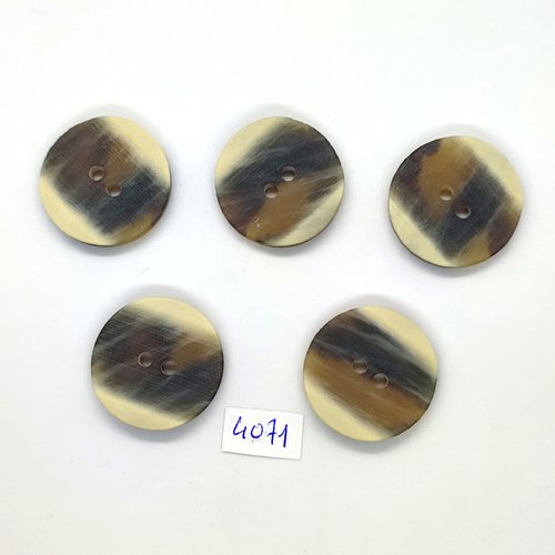 5 boutons en résine marron dégradé - 28mm - tr4071