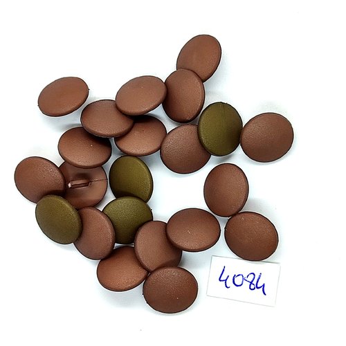 22 boutons en résine marron et vert - 14mm - tr4084