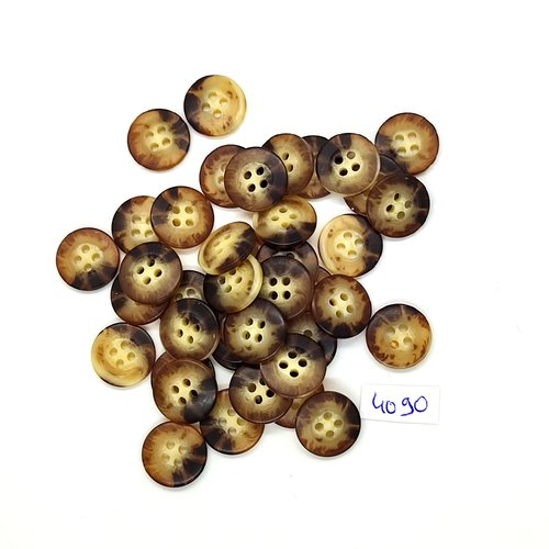 40 boutons en résine marron et beige - 15mm - tr4090