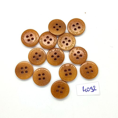 14 boutons en résine marron clair - 15mm - tr4092