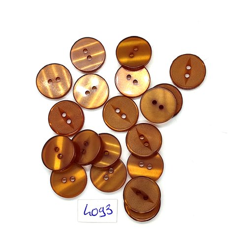 19 boutons en résine marron - 15mm - tr4093