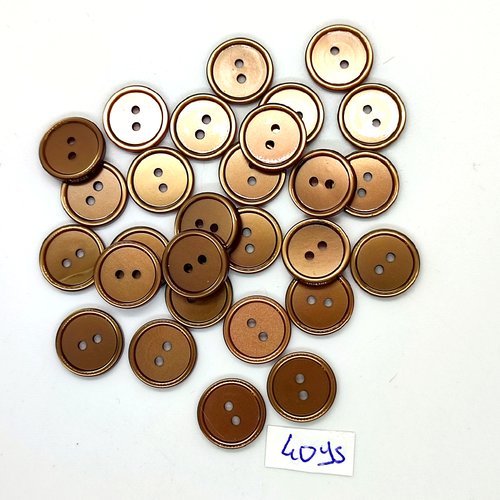 28 boutons en résine marron - 14mm - tr4095