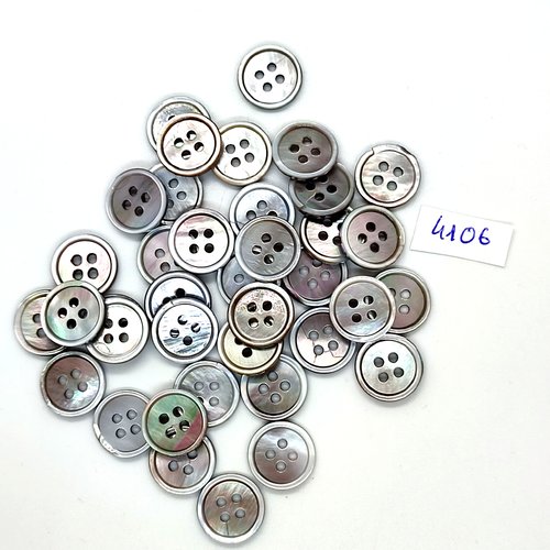 38 boutons en nacre gris - 14mm - tr4106