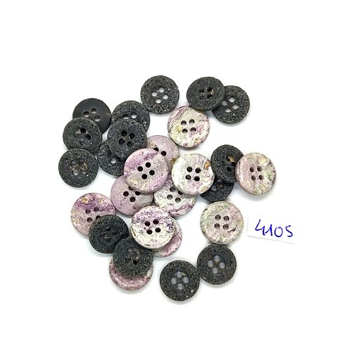 27 boutons en résine gris - 14mm et 13mm - tr4105