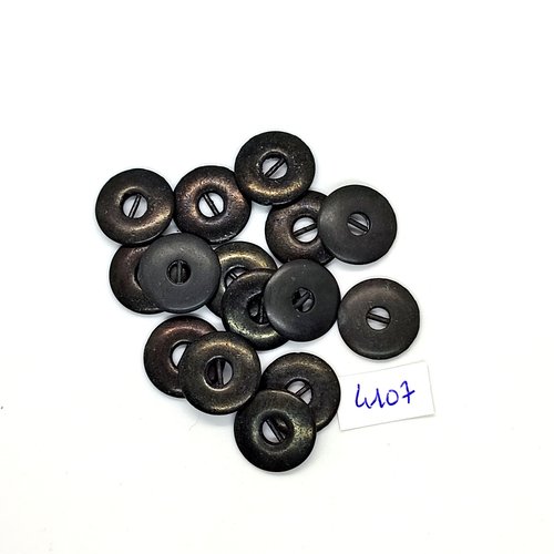 15 boutons en métal gris foncé - 17mm - tr4107