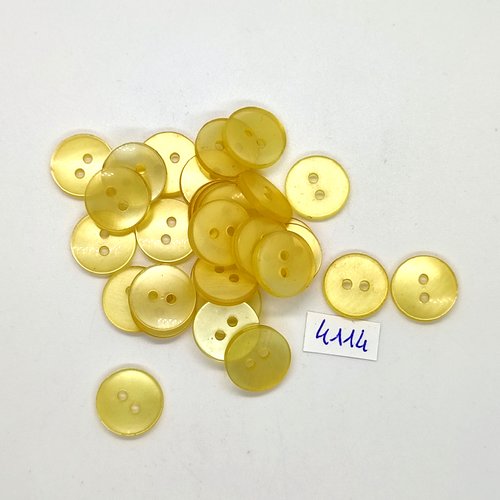 30 boutons en résine jaune - 14mm - tr4114