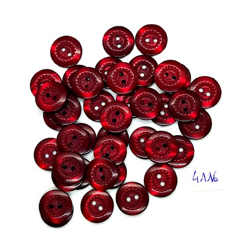 40 boutons en résine bordeaux - 15mm - tr4116