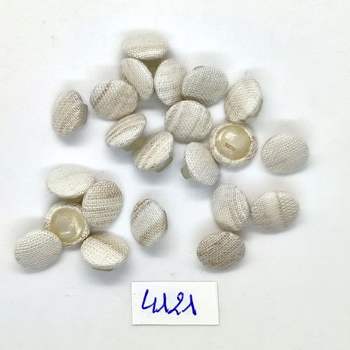 22 boutons en tissu gris clair et nylon - 10mm - tr4121