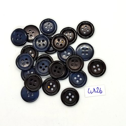 24 boutons en résine gris foncé - 15mm - tr4126
