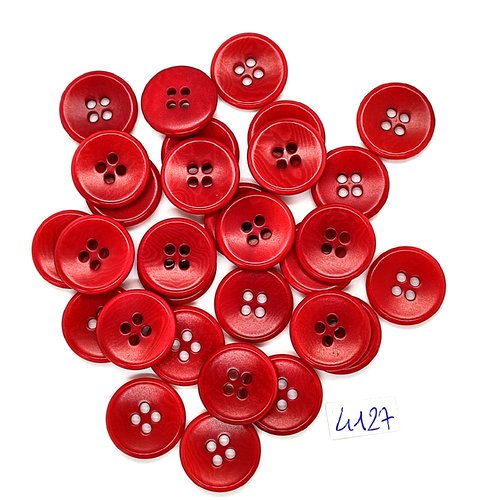 30 boutons en résine rouge foncé - 17mm - tr4127