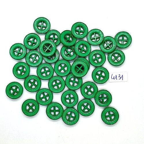 35 boutons en résine vert - 14mm - tr4131
