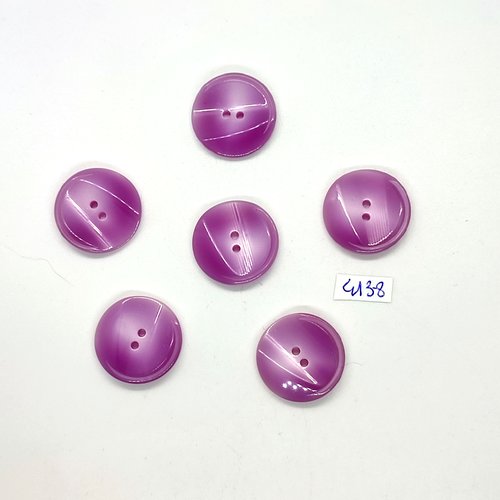 6 boutons en résine lilas - 23mm - tr4138