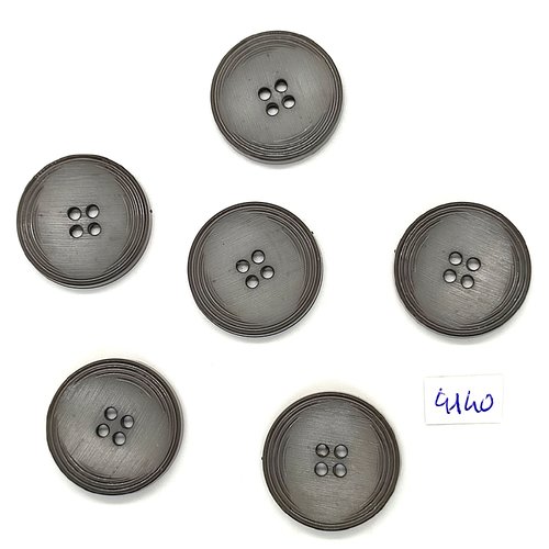 6 boutons en résine gris - 25mm - tr4140