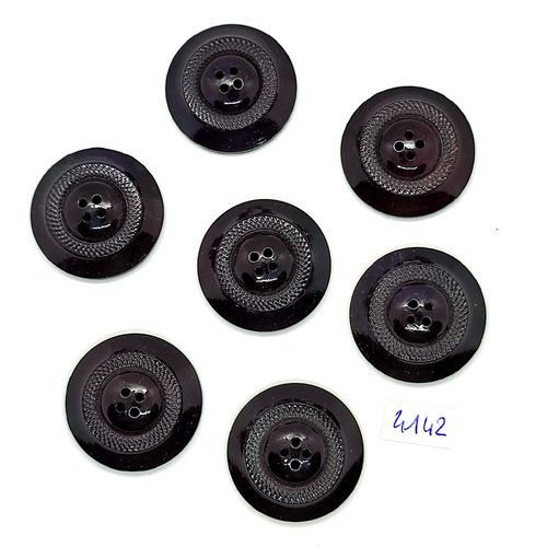 7 boutons en résine noir - 31mm - tr4142