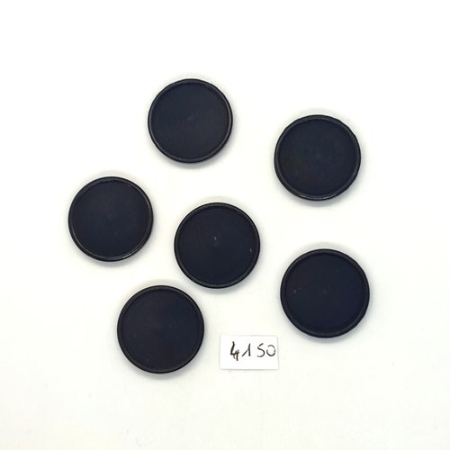 6 boutons en résine noir - 22mm - tr4150
