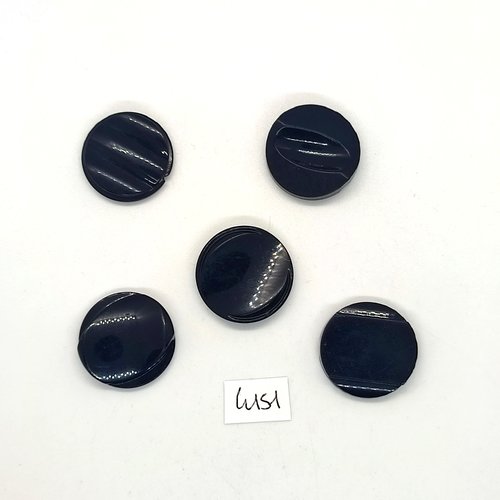 5 boutons en résine noir - 22mm - tr4151