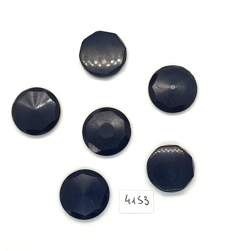 6 boutons en résine noir - 22mm - tr4153