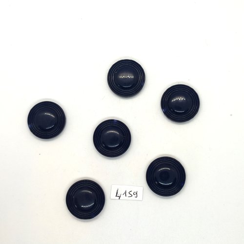 6 boutons en résine noir - 22mm - tr4159
