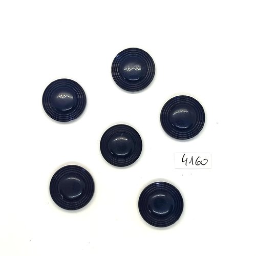 6 boutons en résine noir - 22mm - tr4160