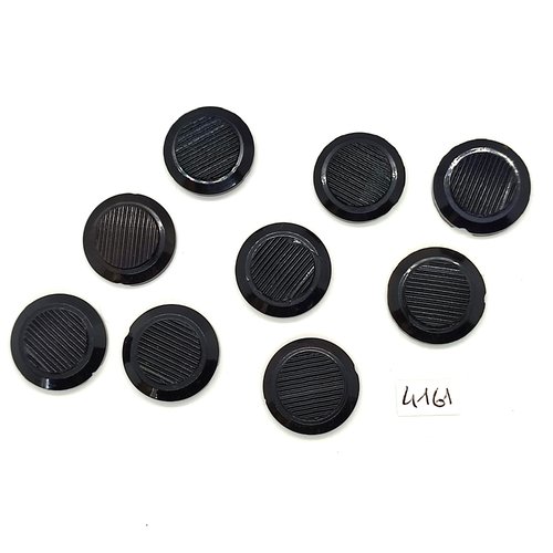 9 boutons en résine noir - 22mm - tr4161