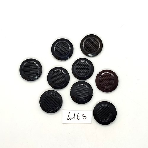 9 boutons en résine noir - 17mm - tr4165